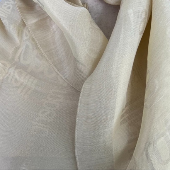 Roberto Cavalli Logo printed Begie/ golden rectangle scarf/ vibe - Picture 3 of 4